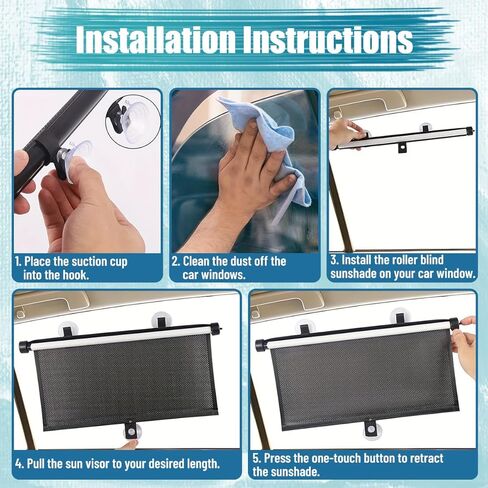 2PCS Car Window Shades for Baby, Retractable Auto Sun Shade Blocker with Suction Cups, Roller Vehicle Side Window Glare Shield UV Rays Protection Accessory, Universal Fit (15.75 x 17.72 Inch) in Saudi Arabia