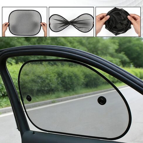 5PCS Set Car Window Shade, Car Sun Shade Side Window, Sunshine Glare & UV Rays Protection Sunshade with Suction Cup, Auto Sun Blocker Screen Accessories for All Season (2PCS/Side with Hole) in Saudi Arabia