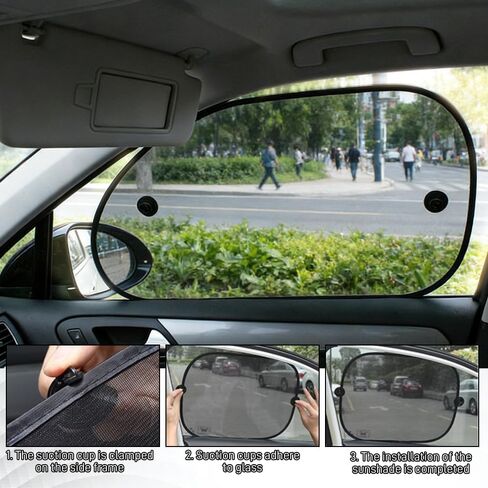 5PCS Set Car Window Shade, Car Sun Shade Side Window, Sunshine Glare & UV Rays Protection Sunshade with Suction Cup, Auto Sun Blocker Screen Accessories for All Season (2PCS/Side with Hole) in Saudi Arabia