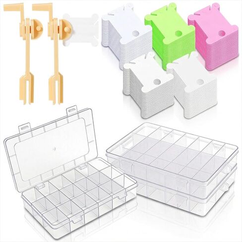 Afcabakila 505 Pcs Embroidery Floss Organizer Kit 3 Removable 24-Grid Thread Storage Boxes Plastic Bobbins 2 Bobbin Winders for DIY Sewing Craft Storage in Kuwait