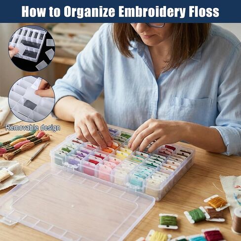 Afcabakila 505 Pcs Embroidery Floss Organizer Kit 3 Removable 24-Grid Thread Storage Boxes Plastic Bobbins 2 Bobbin Winders for DIY Sewing Craft Storage in Kuwait