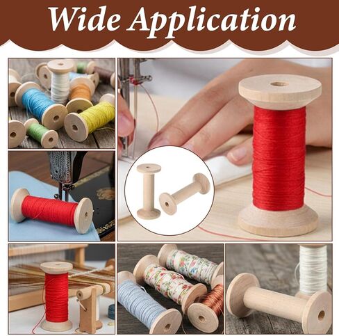 5PCS Wooden Spools for Crafts, Unfinished Wooden Spools, Bobbins Rotatable for Sewing, Weaving, Ribbon Crafts, DIY Art and Education in Kuwait