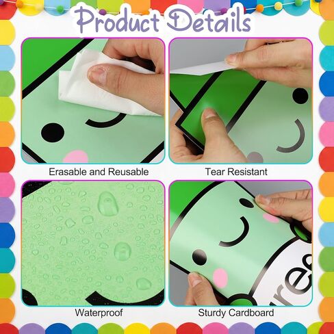 FunooFuno 33 Pcs Color Posters for Classroom, Crayon Cutouts Bulletin Board Set Fruit Animal Classroom Boarders with 100 pcs Adhesive Glue Point Dots for Toddler Preschool Learning Family Decorations in Kuwait