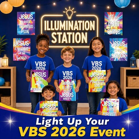 MinFyberd 8 قطع VBS 2026 ملصقات مسيحية نيون الكتاب المقدس ضوء لمبة يسوع الآية جدار ديكور ديني تحفيزي لوحة الإعلانات ديكورات لقضاء عطلة الكتاب المقدس مدرسة الكنيسة الفصول الدراسية in Kuwait