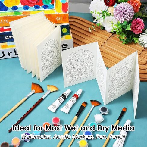 Nogeqi Concertina Watercolor Sketchbook, Concertina Sketchbook, 15 X 250 Cm Travel Protable Journal Watercolor Book for Wet/Dry Techniques Cold Press in Kuwait