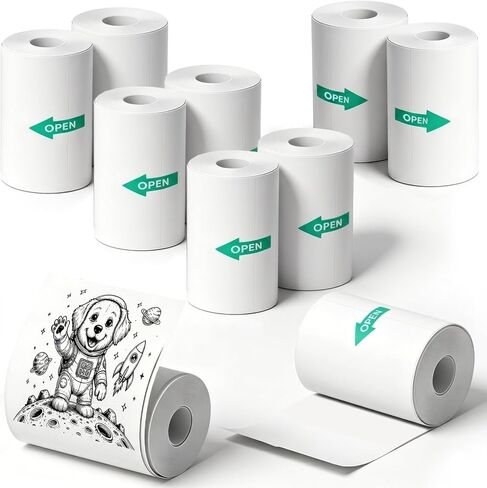 10 Rolls Sticker Paper for Mini Printer, 57mm x 25mm, BPA Free, Thermal Printer Paper Refill for Most Kids AI Printer & Instant Camera in Saudi Arabia