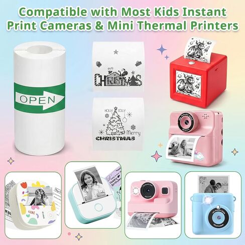 10 Rolls Sticker Paper for Mini Printer, 57mm x 25mm, BPA Free, Thermal Printer Paper Refill for Most Kids AI Printer & Instant Camera in Saudi Arabia