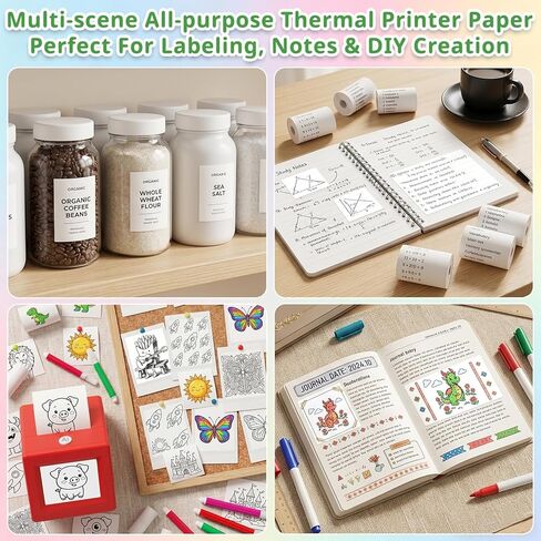 10 Rolls Sticker Paper for Mini Printer, 57mm x 25mm, BPA Free, Thermal Printer Paper Refill for Most Kids AI Printer & Instant Camera in Saudi Arabia