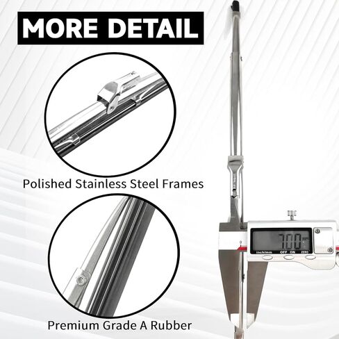 16" and 16" Classic Silver Wiper Blades (Pack of 2), 7mm Bayonet (Wiper Arm) Width for Classic Cars/Boat, Polished Stainless Steel Bayonet Type Wiper Blades, Vintage-Style in Saudi Arabia