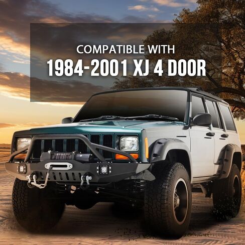 G-PLUS Fender Flares متوافقة مع نماذج المرافق الرياضية Jeep Cherokee XJ ذات 4 أبواب 1984-2001/ غير مناسبة للنماذج مع التنانير الجانبية (الأطقم الأرضية) وبرشام الجيب المزخرف لتعديل الجسم 6 قطع in Kuwait