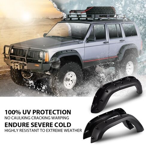 G-PLUS Fender Flares متوافقة مع نماذج المرافق الرياضية Jeep Cherokee XJ ذات 4 أبواب 1984-2001/ غير مناسبة للنماذج مع التنانير الجانبية (الأطقم الأرضية) وبرشام الجيب المزخرف لتعديل الجسم 6 قطع in Kuwait