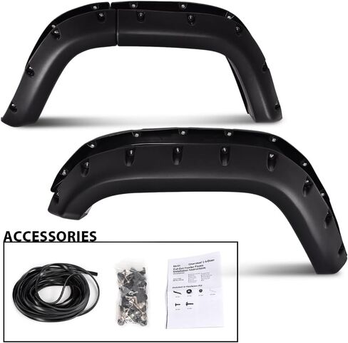 G-PLUS Fender Flares متوافقة مع نماذج المرافق الرياضية Jeep Cherokee XJ ذات 4 أبواب 1984-2001/ غير مناسبة للنماذج مع التنانير الجانبية (الأطقم الأرضية) وبرشام الجيب المزخرف لتعديل الجسم 6 قطع in Kuwait