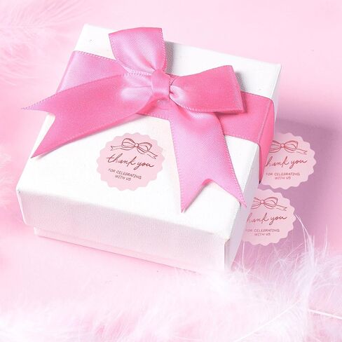 Mobiusea Creation Hand-Drawn Pink Bow Theme Thank You for Celebrating with Us Stickers | 60pcs 2 Inch Thank You Stickers for Wedding Favors, Bridal Shower, Engagement, Baby Shower in Kuwait