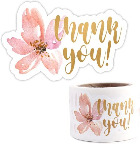 2.4 Inch Large Cute Flower Thank You Stickers 2 Rolls for Small Business 240 Pcs Waterproof Handmade Food Tamper-Proof Self-Adhesive Sealing Labels for Envelope Gift Bags Baking Packaging (Big Flower) in Kuwait