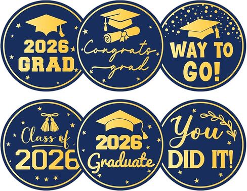 Graduation Stickers 2026 Class of 2026 Envelope Seals, 120PCS 2 Inch Round Graduation Stickers for Envelopes, Party Favors, Gift Wrapping, Graduation Decorations (Blue Gold, Graduation Mix) in Saudi Arabia
