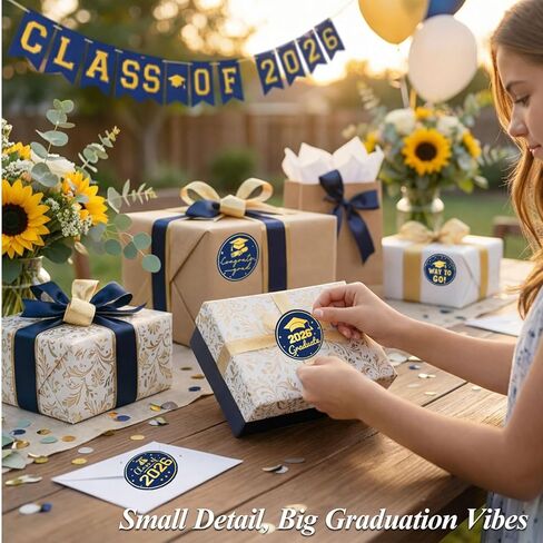 Graduation Stickers 2026 Class of 2026 Envelope Seals, 120PCS 2 Inch Round Graduation Stickers for Envelopes, Party Favors, Gift Wrapping, Graduation Decorations (Blue Gold, Graduation Mix) in Saudi Arabia