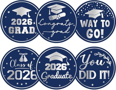 Graduation Stickers 2026 Class of 2026 Envelope Seals, 120PCS 2 Inch Round Graduation Stickers for Envelopes, Party Favors, Gift Wrapping, Graduation Decorations (Blue Gold, Graduation Mix) in Saudi Arabia