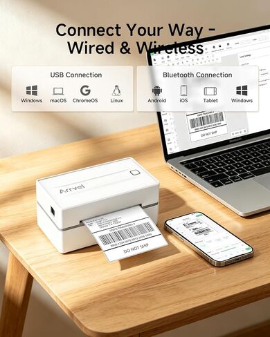 Bluetooth Thermal Shipping Label Printer with Stand, Wireless 4x6 Label Printer for Small Business, Compatible with iPhone, Android, Windows & Mac, Works with Amazon USPS Etsy Shopify (White) in Saudi Arabia