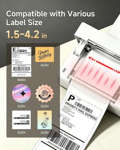 Bluetooth Thermal Shipping Label Printer with Stand, Wireless 4x6 Label Printer for Small Business, Compatible with iPhone, Android, Windows & Mac, Works with Amazon USPS Etsy Shopify (White) in Saudi Arabia