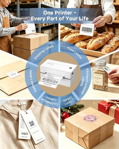 Bluetooth Thermal Shipping Label Printer with Stand, Wireless 4x6 Label Printer for Small Business, Compatible with iPhone, Android, Windows & Mac, Works with Amazon USPS Etsy Shopify (White) in Saudi Arabia
