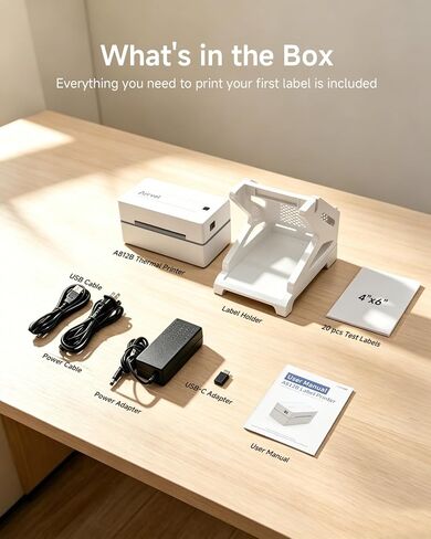 Bluetooth Thermal Shipping Label Printer with Stand, Wireless 4x6 Label Printer for Small Business, Compatible with iPhone, Android, Windows & Mac, Works with Amazon USPS Etsy Shopify (White) in Saudi Arabia