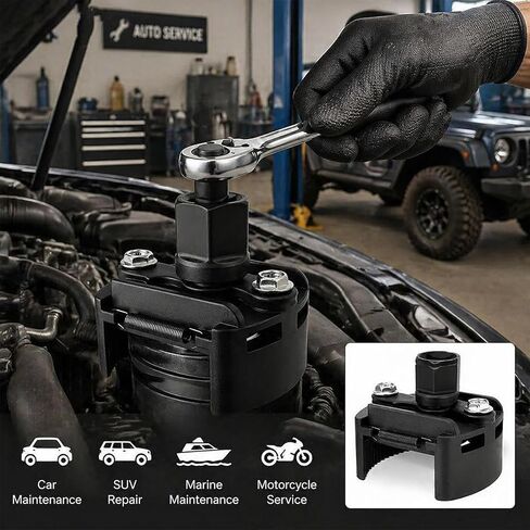 Universal Adjustable Oil Filter Wrench– 2-3/8 to 3-1/8 Inch (60-80mm) - 1/2'' Drive Cap Style Oil Filter Removal Tool, Fits Small to Medium Spin-on Filters, UTVs, JetSkis in Saudi Arabia
