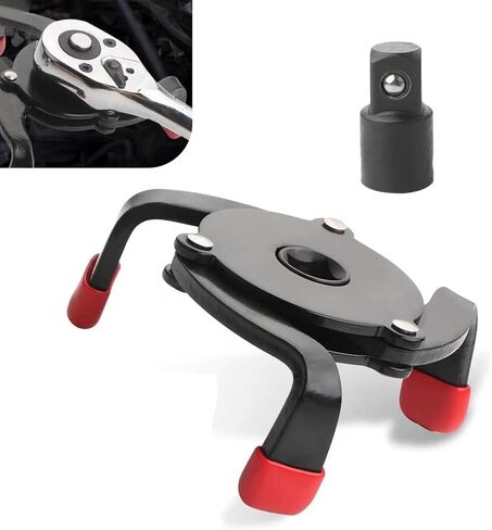 Car 3 Jaw Oil Filter Wrench, Anti-slip One-way Flat 3 Jaw Oil Filter Removal Tool, Adjustable Oil Filter Removal Tool, Universal 1/4" to 3/8" Drive Adapter, for Car (Black) in Saudi Arabia