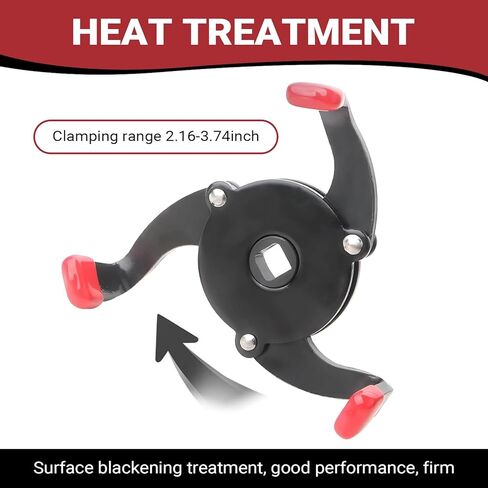 Car 3 Jaw Oil Filter Wrench, Anti-slip One-way Flat 3 Jaw Oil Filter Removal Tool, Adjustable Oil Filter Removal Tool, Universal 1/4" to 3/8" Drive Adapter, for Car (Black) in Saudi Arabia