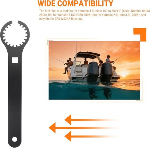 Fuel Filter Water Cup Separator Wrench Tool for Yamaha 4-Stroke 150-350HP F150-F350 2.6L & 3.3L 2006-Current - Oil Filter Removal Tool, Replaces 6P3-WS24A Filter Cup & YB-ACC04 in Kuwait
