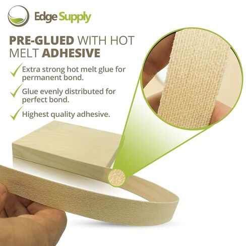 لفة Edge Supply من خشب القيقب مقاس 7/8 بوصة × 250 قدمًا - شريط لاصق من الحديد على قشرة الخشب - شريط ربط حافة من القشرة الخشبية مع لاصق يذوب ساخن، لمسة نهائية مصقولة ناعمة مثالية للأثاث والأعمال اليدوية، صنع في الولايات المتحدة الأمريكية in Kuwait