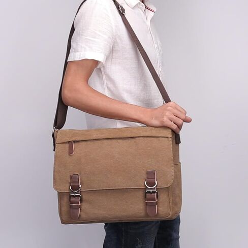 Evergoo Vintage Messenger Bag Unisex Shoulder Bags Canvas Satchel Cross Body Work Satchel Briefcase for 15.6 Inch Laptop in Saudi Arabia