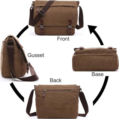 Evergoo Vintage Messenger Bag Unisex Shoulder Bags Canvas Satchel Cross Body Work Satchel Briefcase for 15.6 Inch Laptop in Saudi Arabia