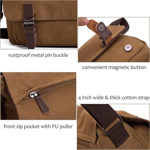 Evergoo Vintage Messenger Bag Unisex Shoulder Bags Canvas Satchel Cross Body Work Satchel Briefcase for 15.6 Inch Laptop in Saudi Arabia