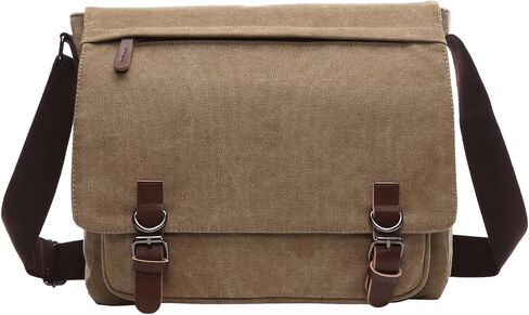 Evergoo Vintage Messenger Bag Unisex Shoulder Bags Canvas Satchel Cross Body Work Satchel Briefcase for 15.6 Inch Laptop in Saudi Arabia