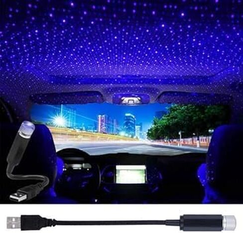 Blue USB Star Projector Night Light,Adjustable Romantic Starry Sky Projector Car Light,Portable Atmosphere Decorative Auto Roof Light for Various Occasions, Home Improvement,Wall Lights Night-Lights in Saudi Arabia