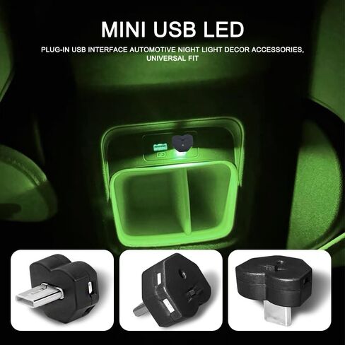 2PCS USB LED Car Interior Atmosphere Lamp, Car Interior Lights, 8 Colors RGB Dynamic Brightness Automotive Night Light, Auto Plug-in Mini Ambient Lighting Kit for Vehicle Home Decoration in Kuwait