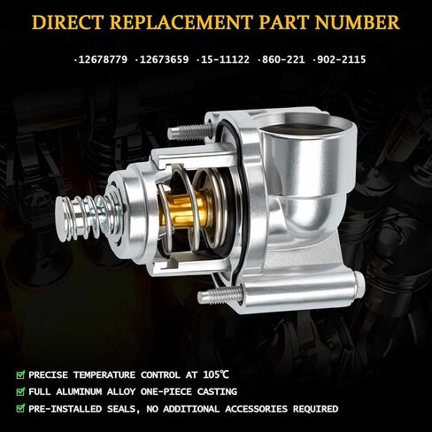 12673659 Upgraded Aluminum Thermostat Housing Assembly with Coolant Pipe Compatible With Buick Chevy Cadillac GMC Vehicle 2017-2023 XT5 XT6 LaCrosse Blazer Acadia 3.6L V6, Replaces#12678779 in Kuwait