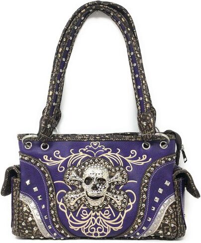 Premium Rhinestone Western Women's Metal Skull Handbag Purse Matching Wallet in 3 colors. in Saudi Arabia