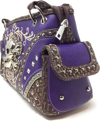 Premium Rhinestone Western Women's Metal Skull Handbag Purse Matching Wallet in 3 colors. in Saudi Arabia