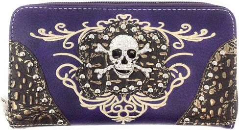 Premium Rhinestone Western Women's Metal Skull Handbag Purse Matching Wallet in 3 colors. in Saudi Arabia