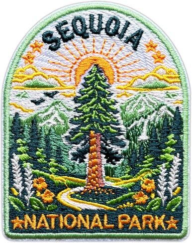 Sequoia Forest Patch for Backpacks Hats Jeans Bags, Size 3" Iron On or Sew On Patches, National Park Embroidery Patches Appliques for Clothes, Adventure Aesthetic Patch for Travel Lovers in Kuwait