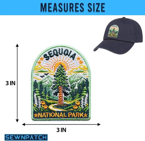 Sequoia Forest Patch for Backpacks Hats Jeans Bags, Size 3" Iron On or Sew On Patches, National Park Embroidery Patches Appliques for Clothes, Adventure Aesthetic Patch for Travel Lovers in Kuwait