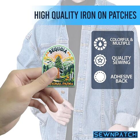 Sequoia Forest Patch for Backpacks Hats Jeans Bags, Size 3" Iron On or Sew On Patches, National Park Embroidery Patches Appliques for Clothes, Adventure Aesthetic Patch for Travel Lovers in Kuwait