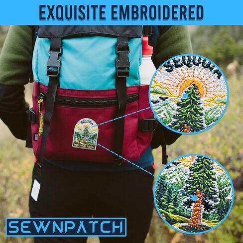 Sequoia Forest Patch for Backpacks Hats Jeans Bags, Size 3" Iron On or Sew On Patches, National Park Embroidery Patches Appliques for Clothes, Adventure Aesthetic Patch for Travel Lovers in Kuwait