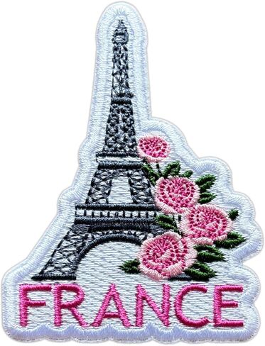 France Eiffel Tower Floral Patch for Backpacks Hats Jeans Bags, Size 3" Iron On or Sew On Patches, Europe Souvenir Embroidery Patches Appliques for Clothes, Aesthetic Patch for Travel Lovers in Kuwait