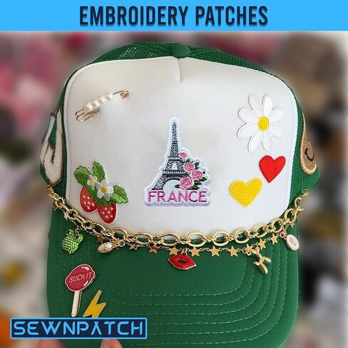 France Eiffel Tower Floral Patch for Backpacks Hats Jeans Bags, Size 3" Iron On or Sew On Patches, Europe Souvenir Embroidery Patches Appliques for Clothes, Aesthetic Patch for Travel Lovers in Kuwait