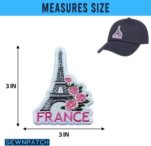 France Eiffel Tower Floral Patch for Backpacks Hats Jeans Bags, Size 3" Iron On or Sew On Patches, Europe Souvenir Embroidery Patches Appliques for Clothes, Aesthetic Patch for Travel Lovers in Kuwait