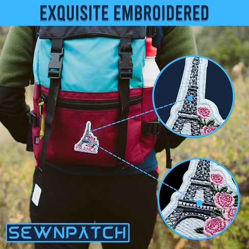 France Eiffel Tower Floral Patch for Backpacks Hats Jeans Bags, Size 3" Iron On or Sew On Patches, Europe Souvenir Embroidery Patches Appliques for Clothes, Aesthetic Patch for Travel Lovers in Kuwait