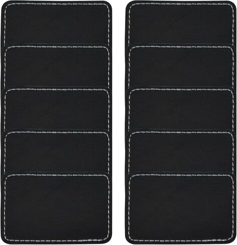 10 Pcs Leatherette Iron-On Hat Patches 3"×2", Rectangle Laserable Blank Faux-Leather with Adhesive-Back, Custom Cap Emblem & Fabric Mending Supply (10, Black-Rectangle, 3"×2") in Saudi Arabia