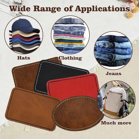 10 Pcs Leatherette Iron-On Hat Patches 3"×2", Rectangle Laserable Blank Faux-Leather with Adhesive-Back, Custom Cap Emblem & Fabric Mending Supply (10, Black-Rectangle, 3"×2") in Saudi Arabia